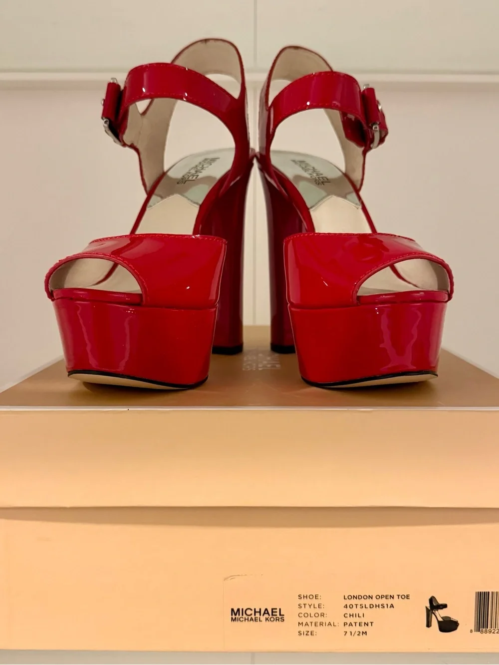 MICHAEL Michael Kors Red Patent Platform Sandals Brand New